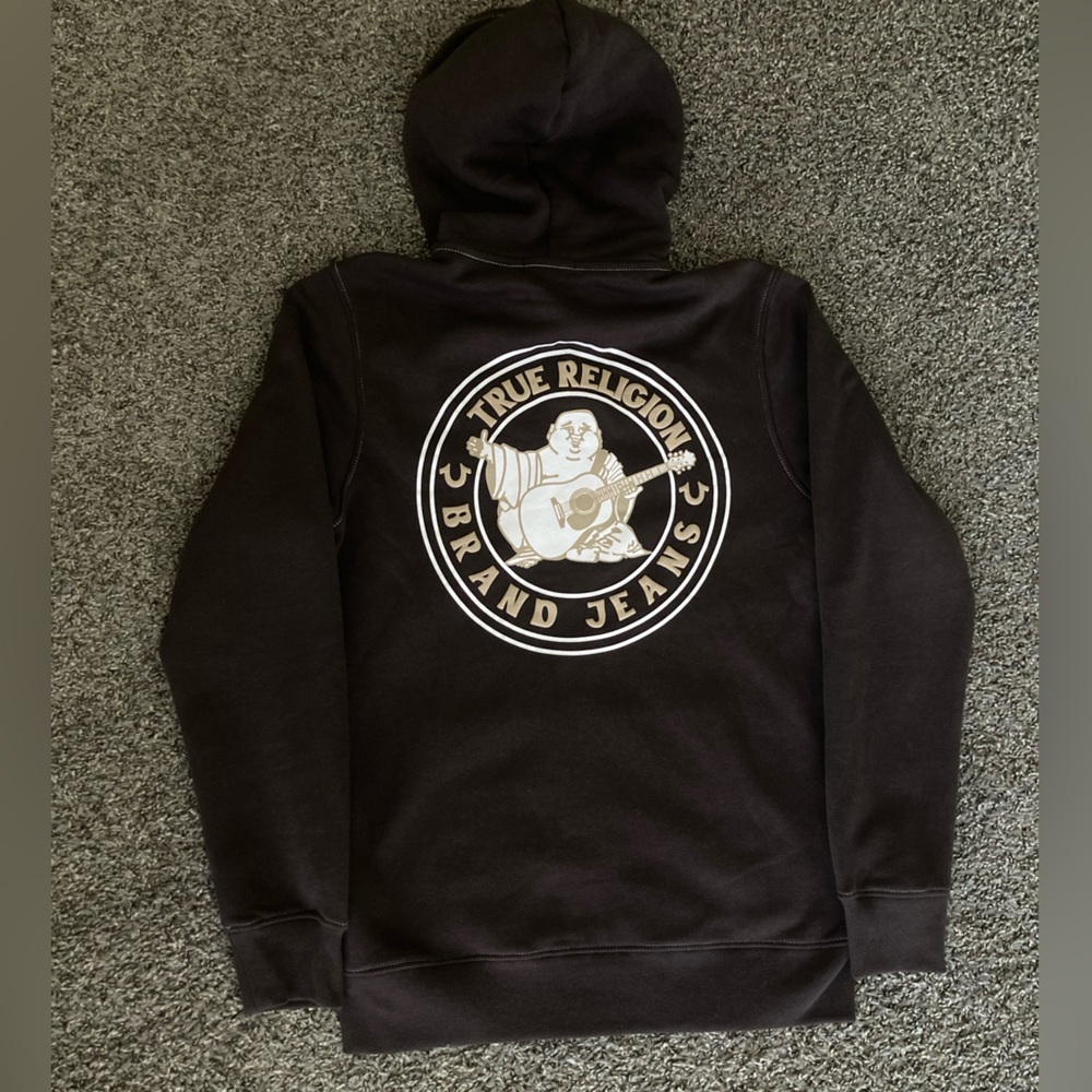 True Religion Buddha Logo Seal Zip Hoodie Brown Men’s M - Picture 8 of 14